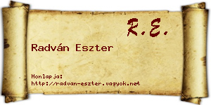 Radván Eszter névjegykártya